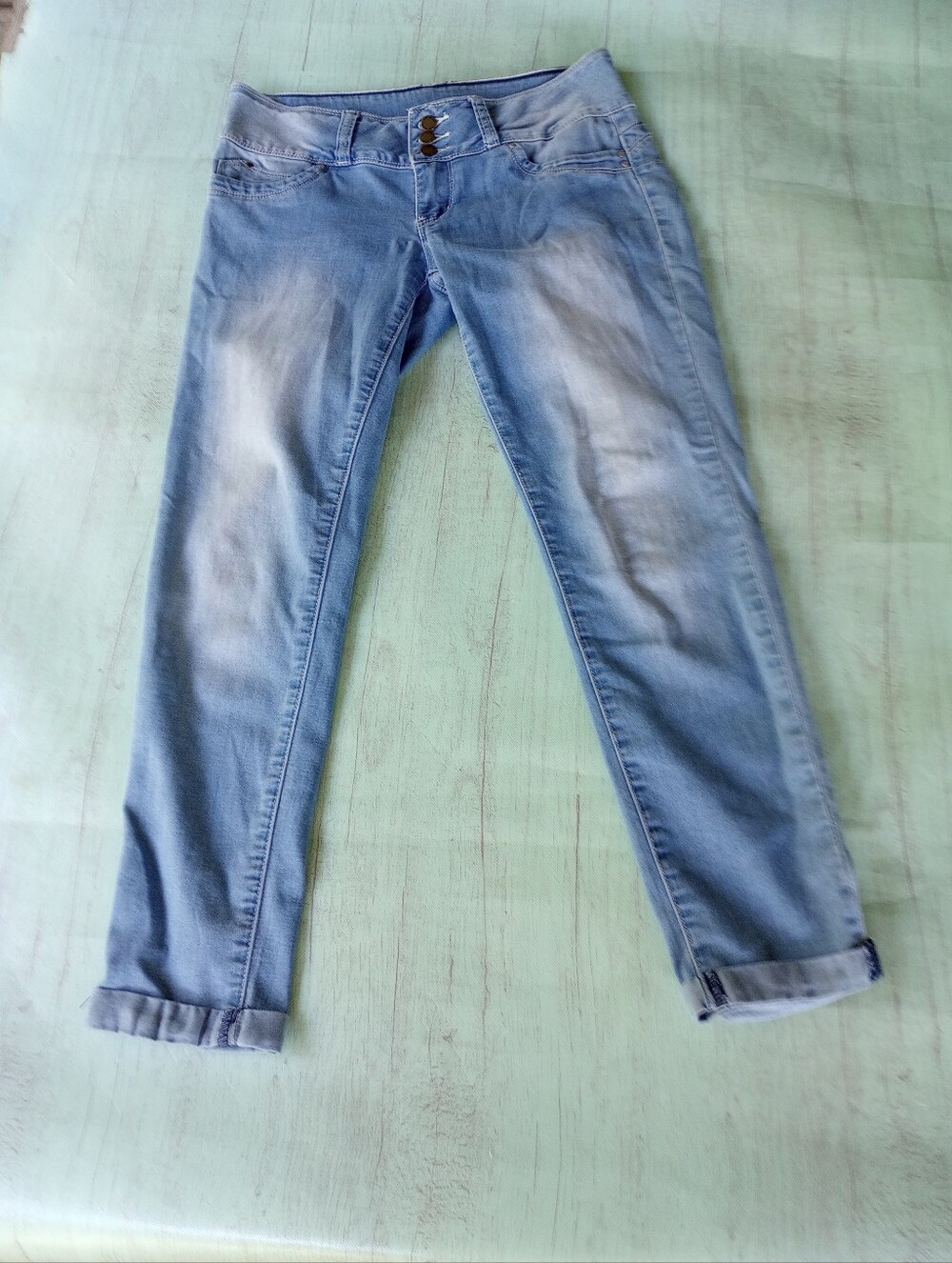 YMI Wanna Betta Butt Jeans Womens 5 Blue Denim Skinny Cuffed Leg Stretch